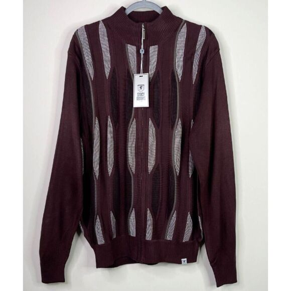 New Stacy Adams Zip Up Mock Neck Cardigan Sweater Men's Size Medium - Picture 1 of 10